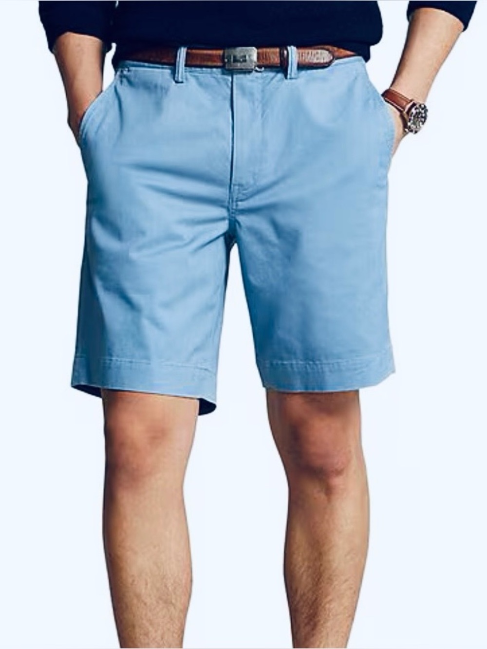 Men's 38 Polo Ralph Lauren Blue Golf Stretch Classic Fit Chino 9" SHORTS Khaki